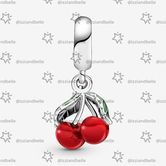 Pandora Asymmetrical Cherry Fruit Dangle Charm - Picture 3 of 6